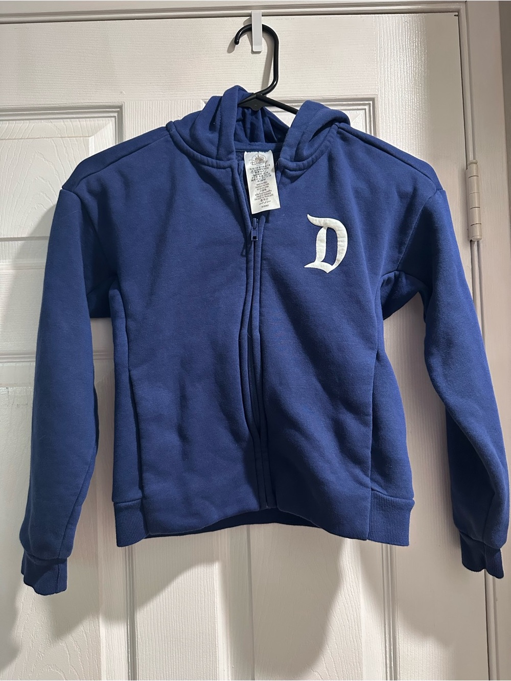 Disney Kids Blue Zip-Up Hoodie with White 'D' Logo